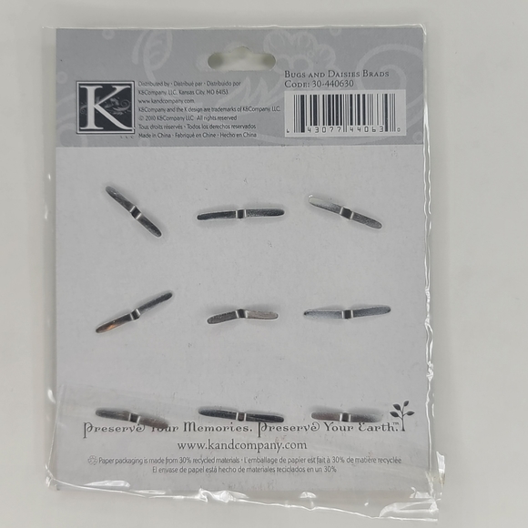 K&Company Brads Bugs And Daisies Brads 9 pcs Bees Spring Summer Brads - Picture 2 of 8